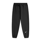 Black sweatpants with a logo on a white background