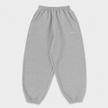 Gray sweatpants with a brand logo on a light gray background