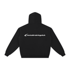 Black pullover hoodie shown from the back, featuring a white 'revivaltrainingclub' logo printed across the upper back, on a solid white background.