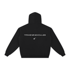 Black pullover hoodie shown from the back, featuring the words 'TRAINING CLUB' in white across the upper back and a small white curved logo underneath, on a plain white background.