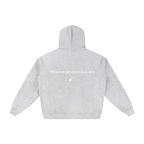 A light gray heather pullover hoodie shown from the back, featuring the text 'TRAINING CLUB' in white across the upper back and a small white curved logo underneath.